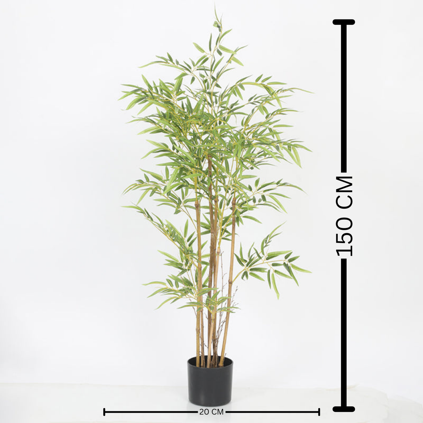 Artificial Realistic Bamboo Plant With Black Plastic Pot - 5 Feet