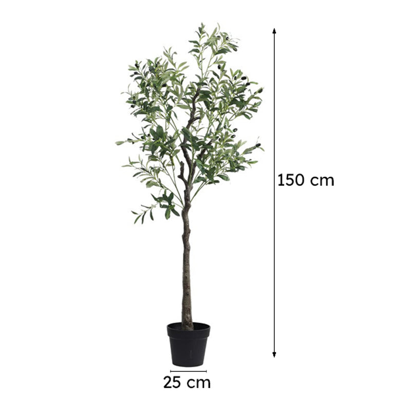 Artificial Olive Plant With Black Plastic Pot - 5. ft