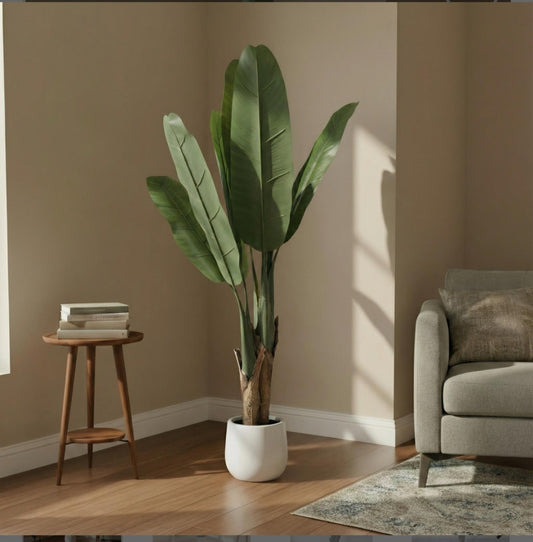 5 Feet Premium Artificial Banana Plant With Pot- Faux Plant for Home Decor